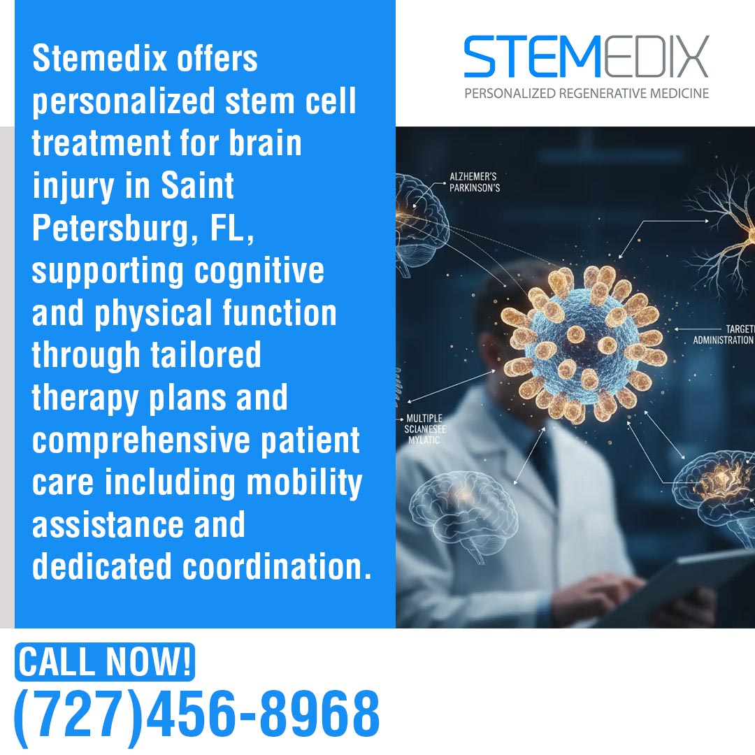 Medical professional reviewing stem cell therapy data for brain injury treatment