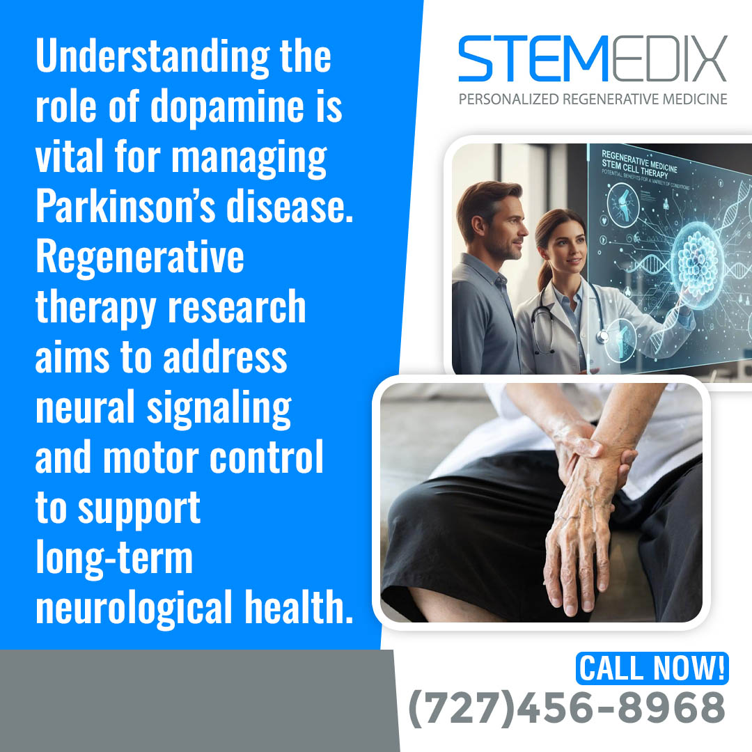 Stemedix ad about dopamine's role in managing Parkinson's disease through regenerative therapy research