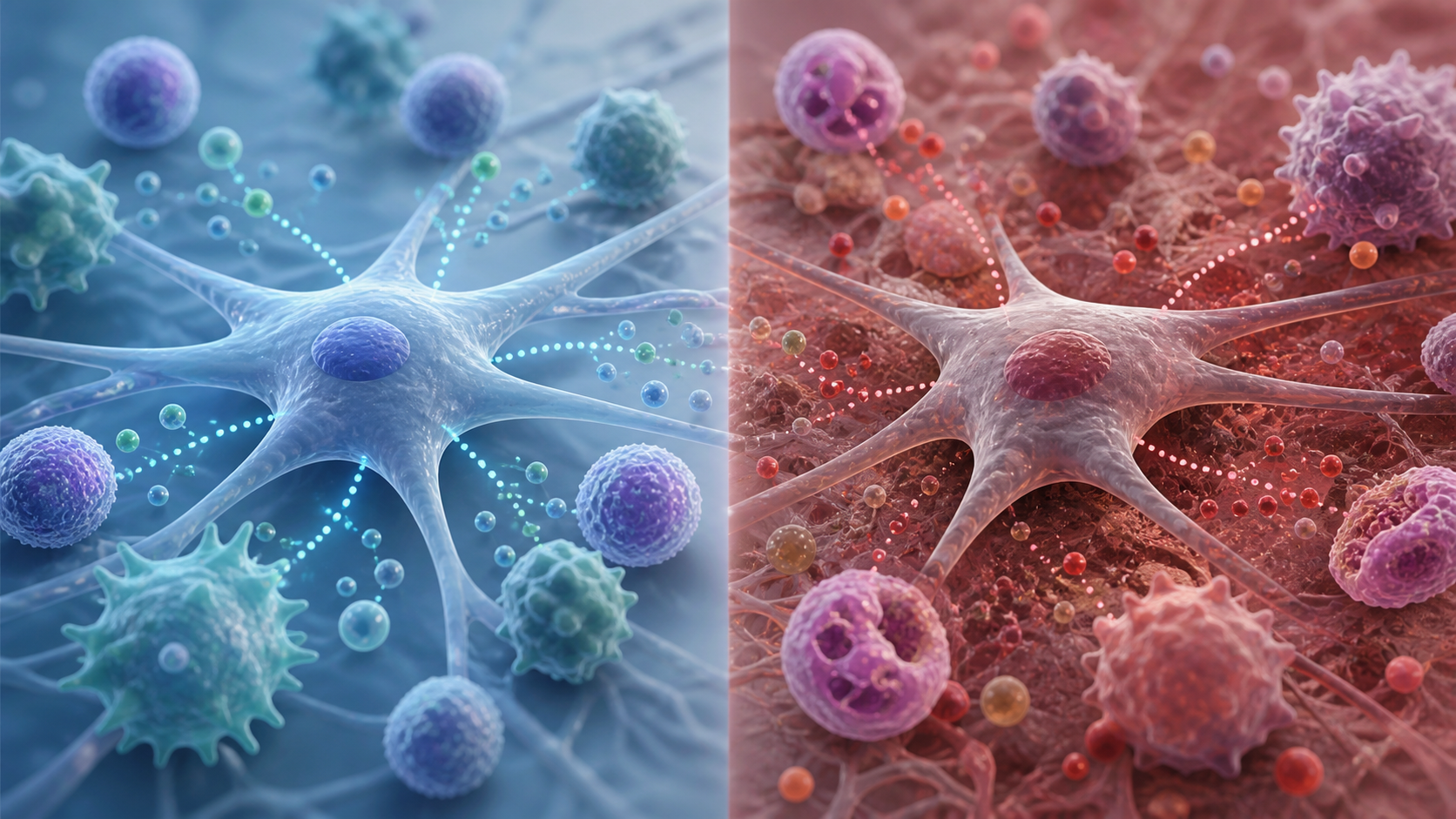 Healthy and inflamed cellular environments affecting MSC signaling