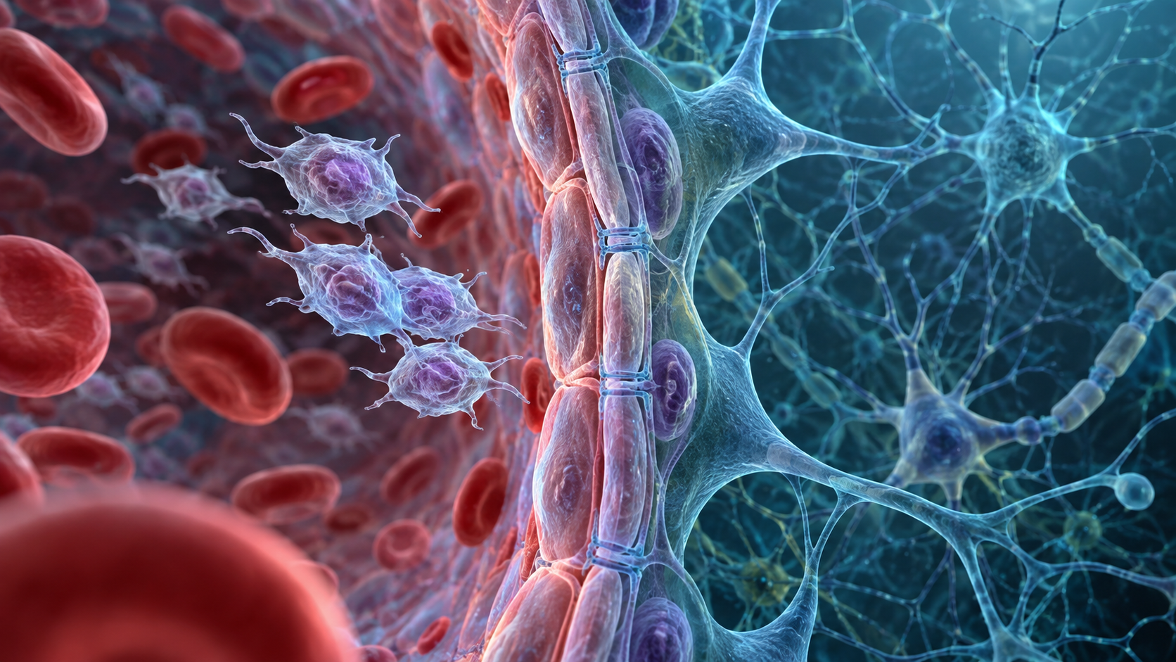 Illustration of the blood-brain barrier in neurological cell delivery research